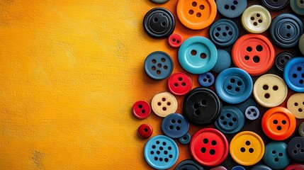 a photo of buttons on yellow background