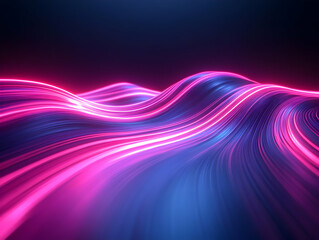 Poster - Colorful flowing waves of light in pink and blue against a dark background, creating a vibrant visual effect.