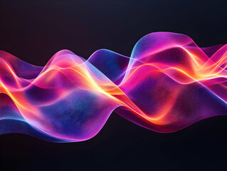 Poster - Vibrant wave patterns in pink, purple, and orange against a dark background, creating a lively and dynamic visual effect.