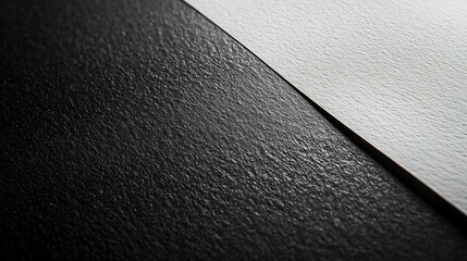 Sticker - Detailed close-up of textured black and white paper with a sleek border. Banner. Copy space. 