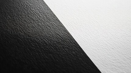 Poster - Detailed close-up of textured black and white paper with a sleek border. Banner. Copy space. 