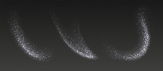 Wall Mural - silver glitter splashes, shiny star dust explosion, shimmer spray effect, festive holiday particles 