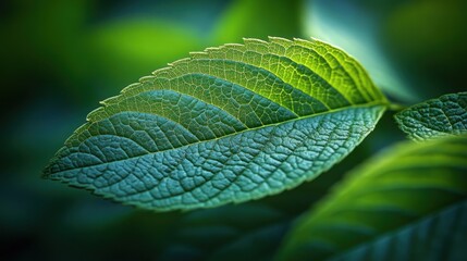 Wall Mural - Close-Up of a Vibrant Green Leaf