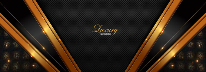 Wall Mural - black and dot line gold luxury gradient background, elements, perfect marketing materials, modern frame banner website, premium illustration.