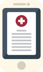 Canvas Print - Online medical consultation showing smartphone with medical record and red cross symbol