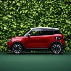 Electric vehicle charging, green background