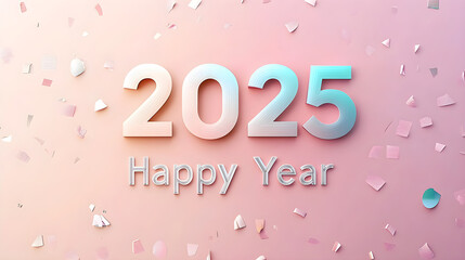 Poster - The year 2025 in a simple, thin font with a slight gradient, paired with a clean Happy New Year text below