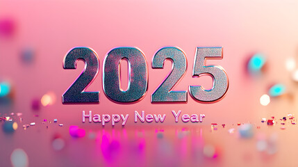 Poster - The year 2025 in a simple, thin font with a slight gradient, paired with a clean Happy New Year text below
