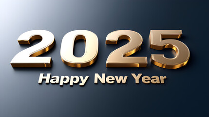 A minimalist shadow effect behind the numbers 2025 to give depth, with Happy New Year below