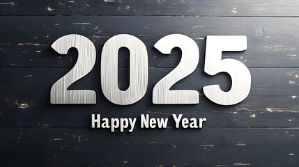 Poster - A minimalist shadow effect behind the numbers 2025 to give depth, with Happy New Year below