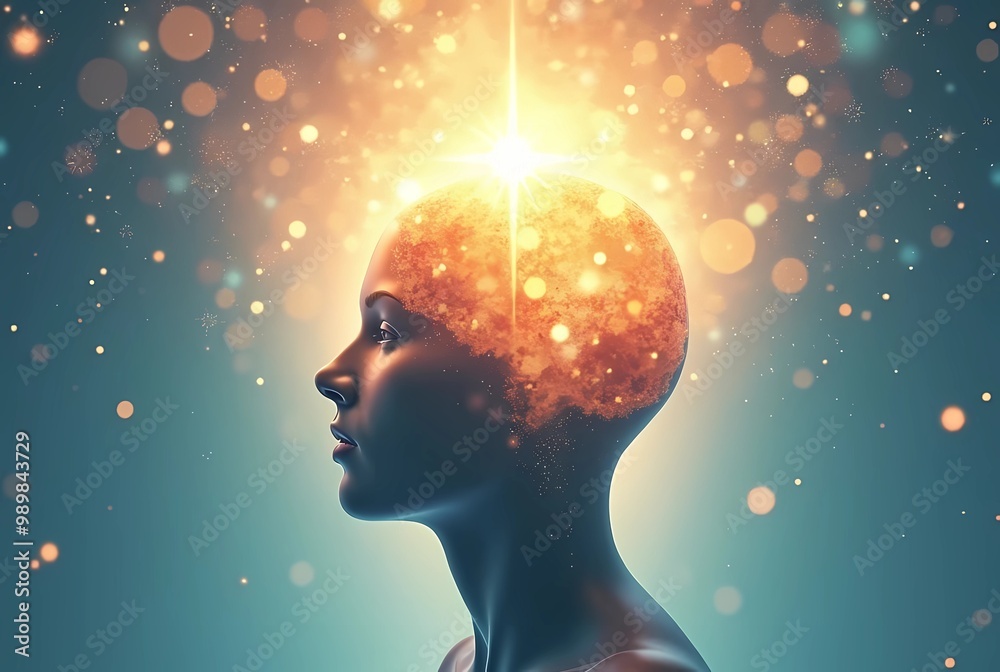 illustration of a human with a glowing head depicting an extraordinary ...