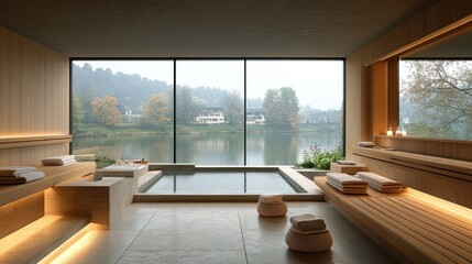 Sticker - Indoor Spa with Stunning Lake View