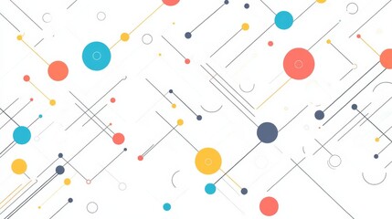 White screen featuring simple line art with colorful lines and dots, illustrating the process of a data flow diagram. The design evokes an animated feel, resembling cartoon or motion graphics style, s