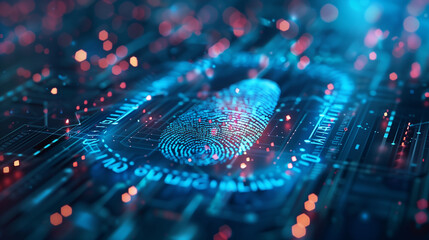 Poster - fingerprint biometric verification for cyber security, modern digital data protection technology vir