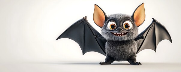 Adorable cartoon bat in a humorous style, suitable for festive children's decor.