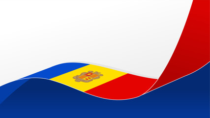 Wall Mural - wavy andorra flag vector background with copy space for text. andorra national day