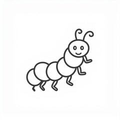 Wall Mural - caterpillar black line icon isolated on a white