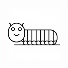 caterpillar black line icon isolated on a white