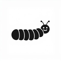 Wall Mural - caterpillar black icon isolated on white