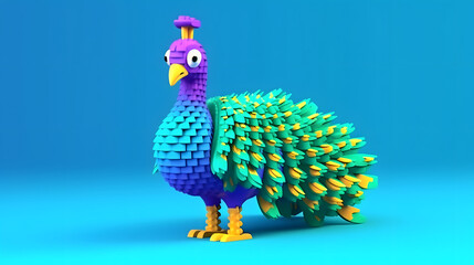 Wall Mural - Peacock 3D Cartoon 