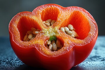 Wall Mural - Red Bell Pepper with Seeds