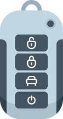 Poster - This vector illustration features a car keyless entry remote control, highlighting the buttons for locking, unlocking, and remotely starting the vehicle