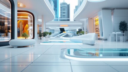 Poster - Modern Futuristic Interior Design in Urban Environment