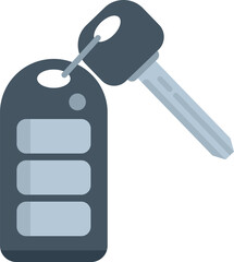 Poster - car key with remote control hanging on metal ring is isolated on white