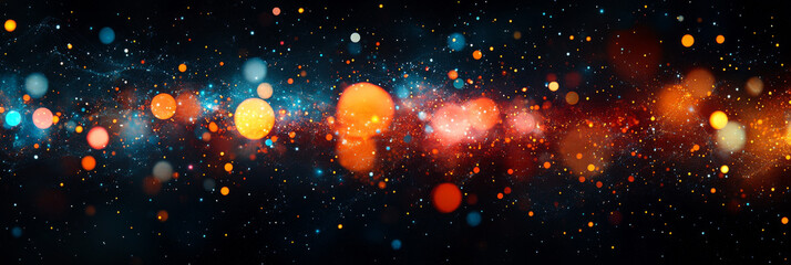 Canvas Print - Abstract festive background with warm and cool bokeh lights.