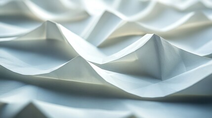 Abstract white paper texture with geometric patterns creating a wave-like effect.