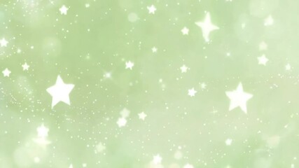 Wall Mural - Abstract green background with glowing white stars and bokeh light effects. Space and night sky concept. 4K background material for loop playback