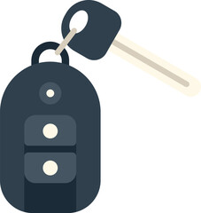 Poster - Modern car key with remote control fob is hanging on ring
