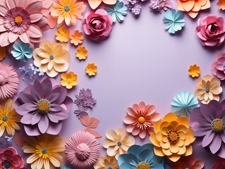 Wall Mural - Creative layout made of flowers and leaves, Flat lay, Nature concept, Floral.