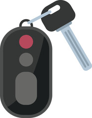 Poster - black wireless car key fob with buttons and key connected by metal ring