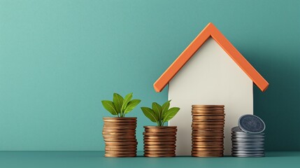 Growth of Savings with House and Plant Symbolism