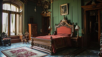 Bedroom in Chapultepec Castle on Chapultepec Hill in Mexico 