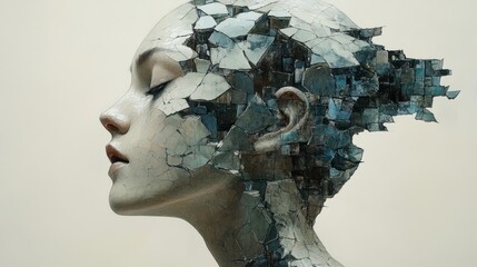 Canvas Print - Broken Beauty: A Mosaic Portrait