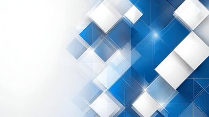 Aufkleber - Abstract blue and white geometric shapes create a modern design with light reflections, suitable for backgrounds or digital art, showcasing creativity