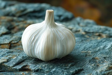 Wall Mural - Single Garlic Cloves on a Stone Background