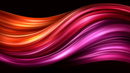 Aufkleber - Colorful flowing abstract waves in vibrant shades of orange, pink, and purple on a black background creating a dynamic visual effect