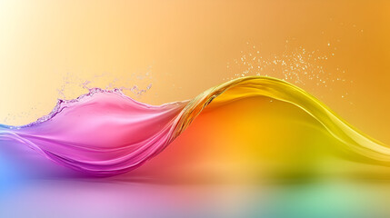 Aufkleber - Colorful waves of liquid flowing gracefully across a soft gradient background during sunset