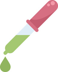 Poster - Chemical dropper dripping green liquid icon illustration featuring a pink and white dropper with green liquid