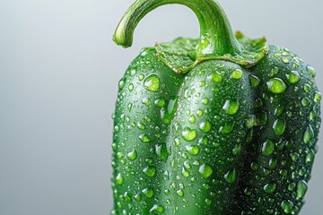 Wall Mural - Green Pepper with Water Drops