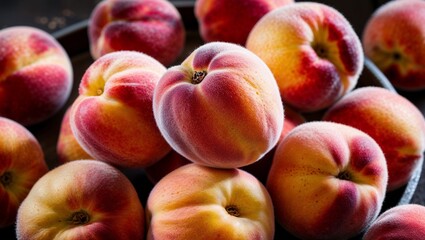 Wall Mural - Whole peaches with fuzzy skin closeup