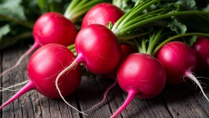 Wall Mural - Whole radishes with bright red skin closeup