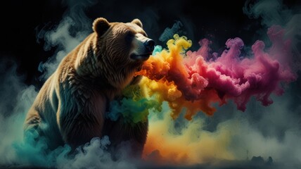 Wall Mural - Bear in a Cloud of Color