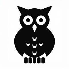 Wall Mural - owl black icon isolated on white