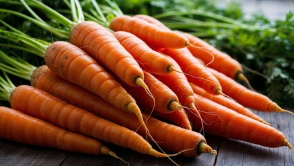 Canvas Print - Whole carrots with smooth orange skin closeup