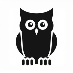 Wall Mural - owl black icon isolated on white