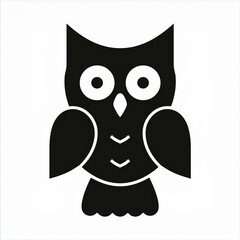 Wall Mural - owl black icon isolated on white